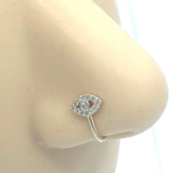 CZ Eye 24 KT Gold Plated Nose Cuff Fake Nose Rings No Piercing Jewelry - Picture 1 of 5